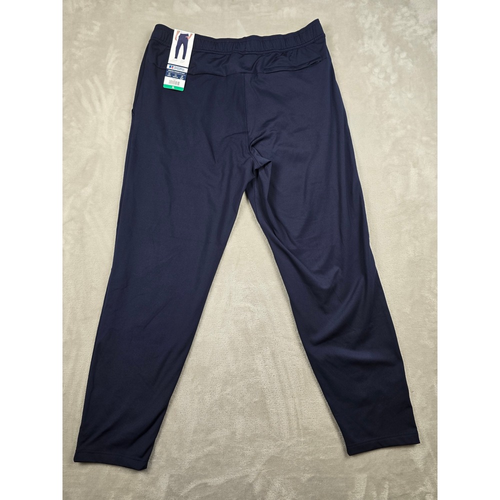 Russell Athletic Tapered Fit Pant Mens XL Navy Blue Stretch Zippered Pockets